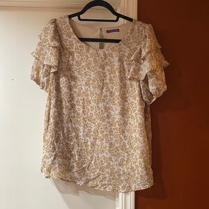 West Kei Cream and Gold Floral Blouse